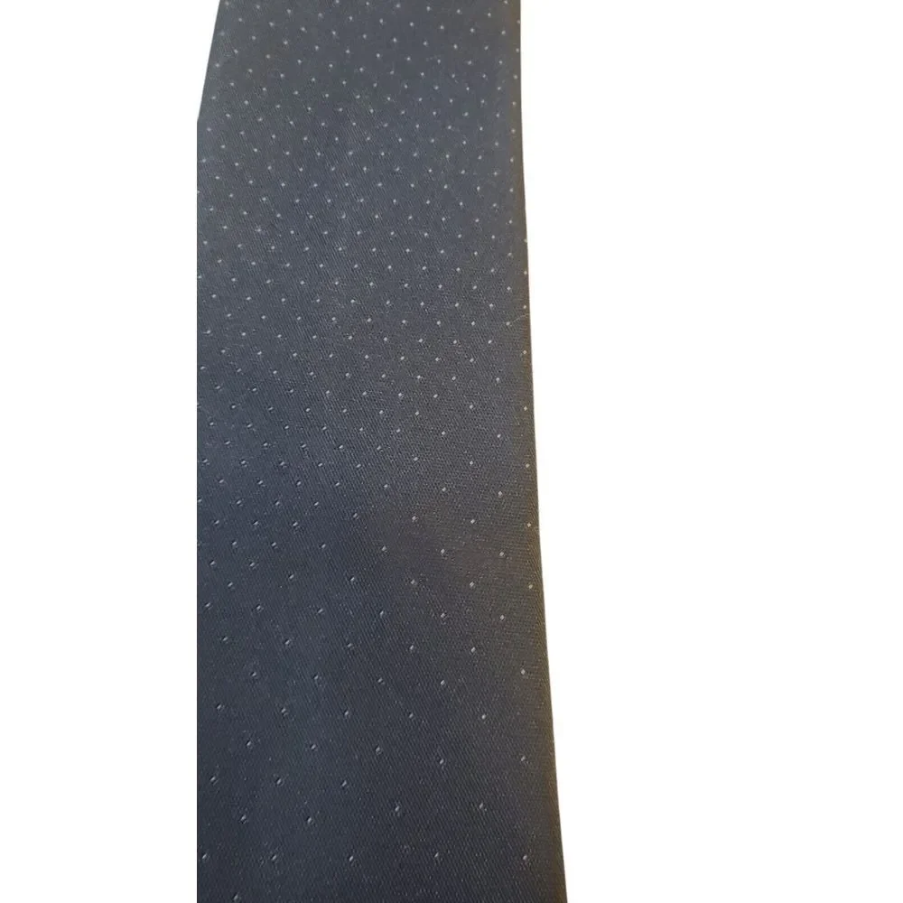 Oscar de la Rents Neck Tie Mens Blue White Polka Dots Poly Blend Designer Preppy